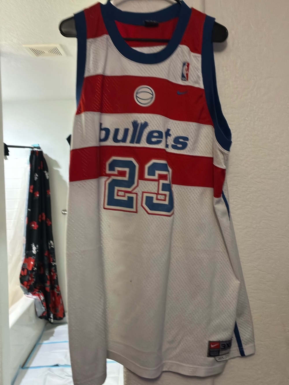 Nike White, Red & Blue Washington Bullets #23 Basketball Jersey